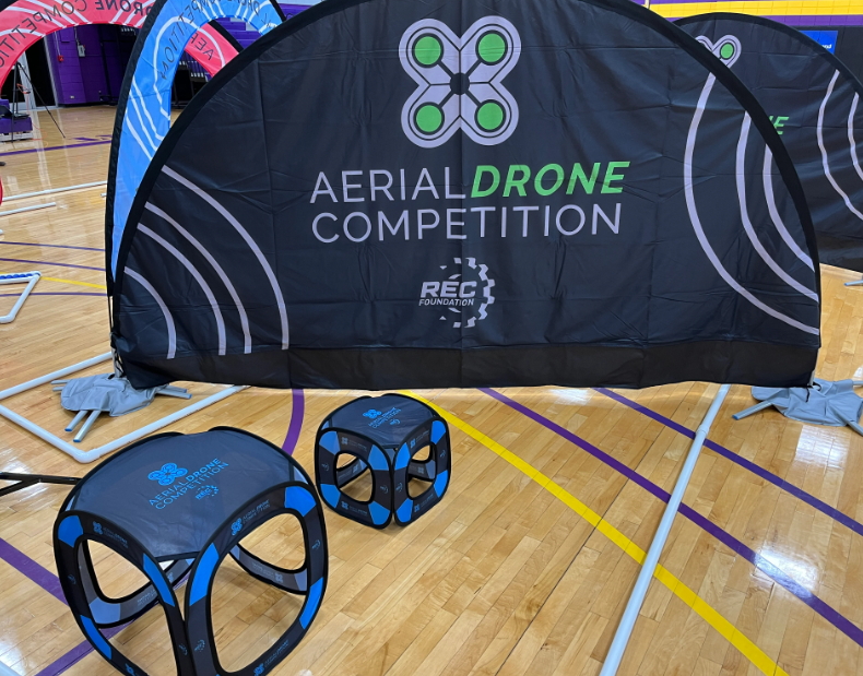 STEM Education: Aerial drone competition showcasing innovation, technology, and skill in a STEM-driven environment.