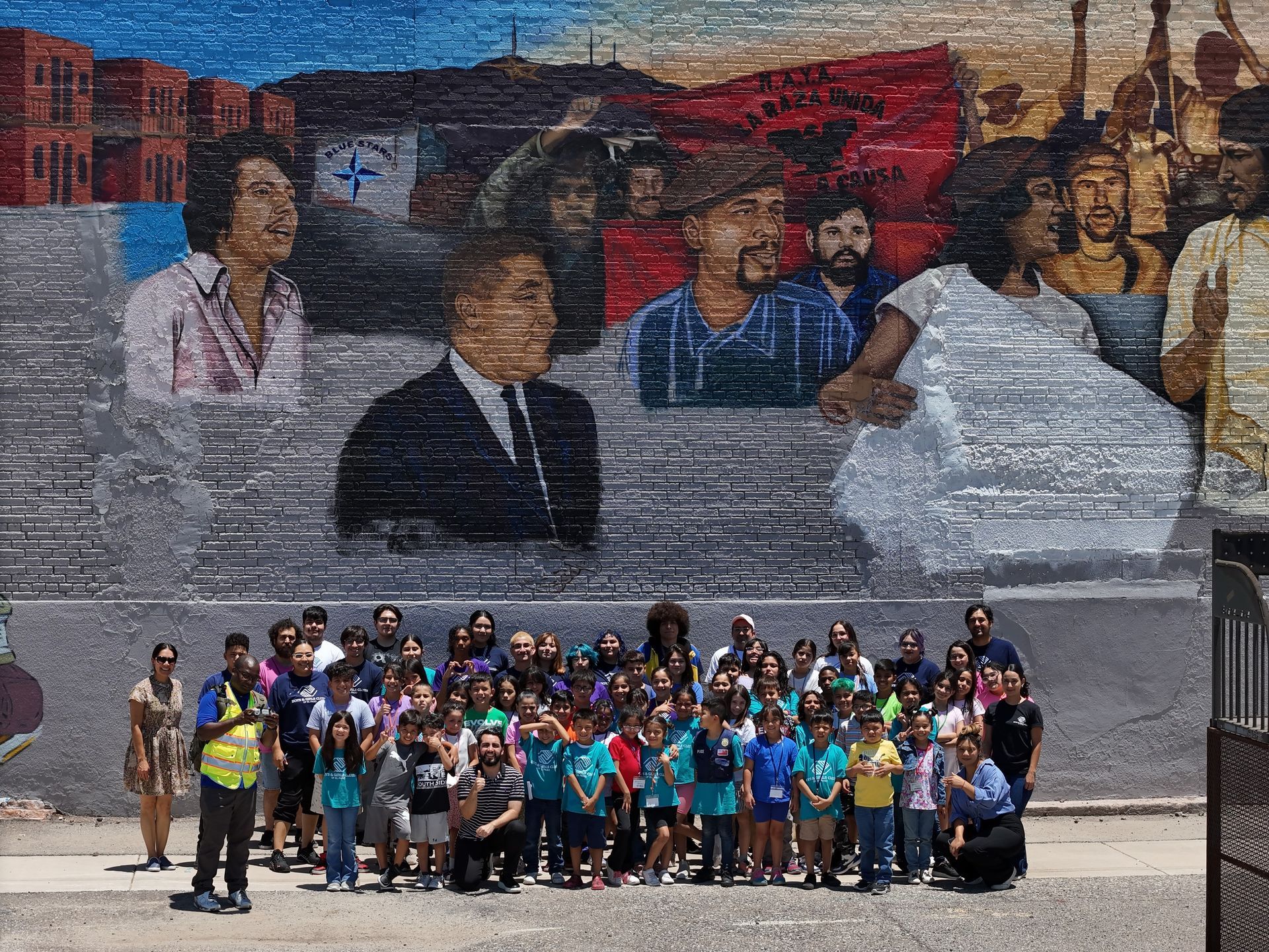 Colorful Hispanic cultural mural at Boys & Girls Club of El Paso, partnered with From Above Droneworks.