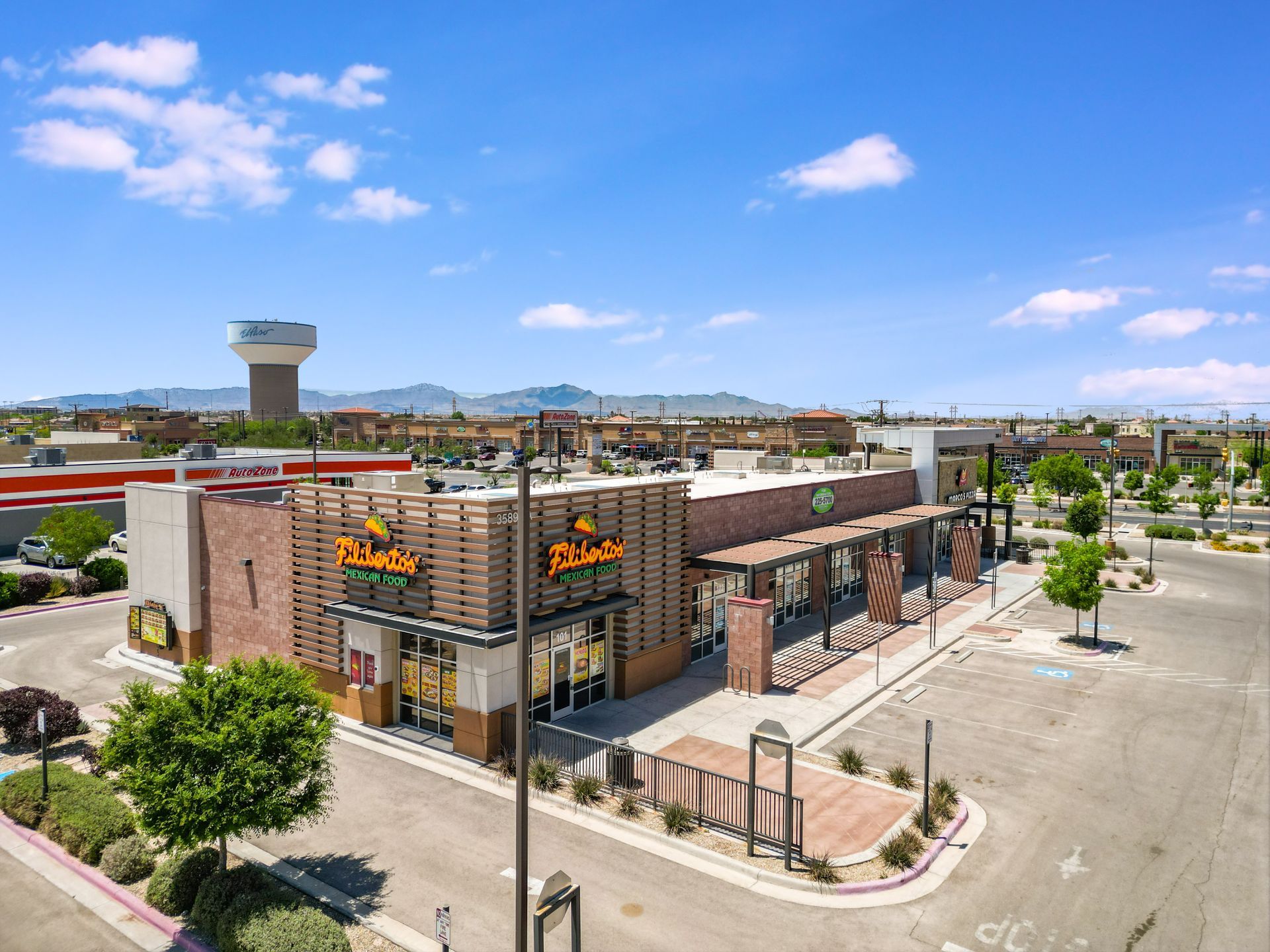 Surrounding retail and road access near commercial lease property