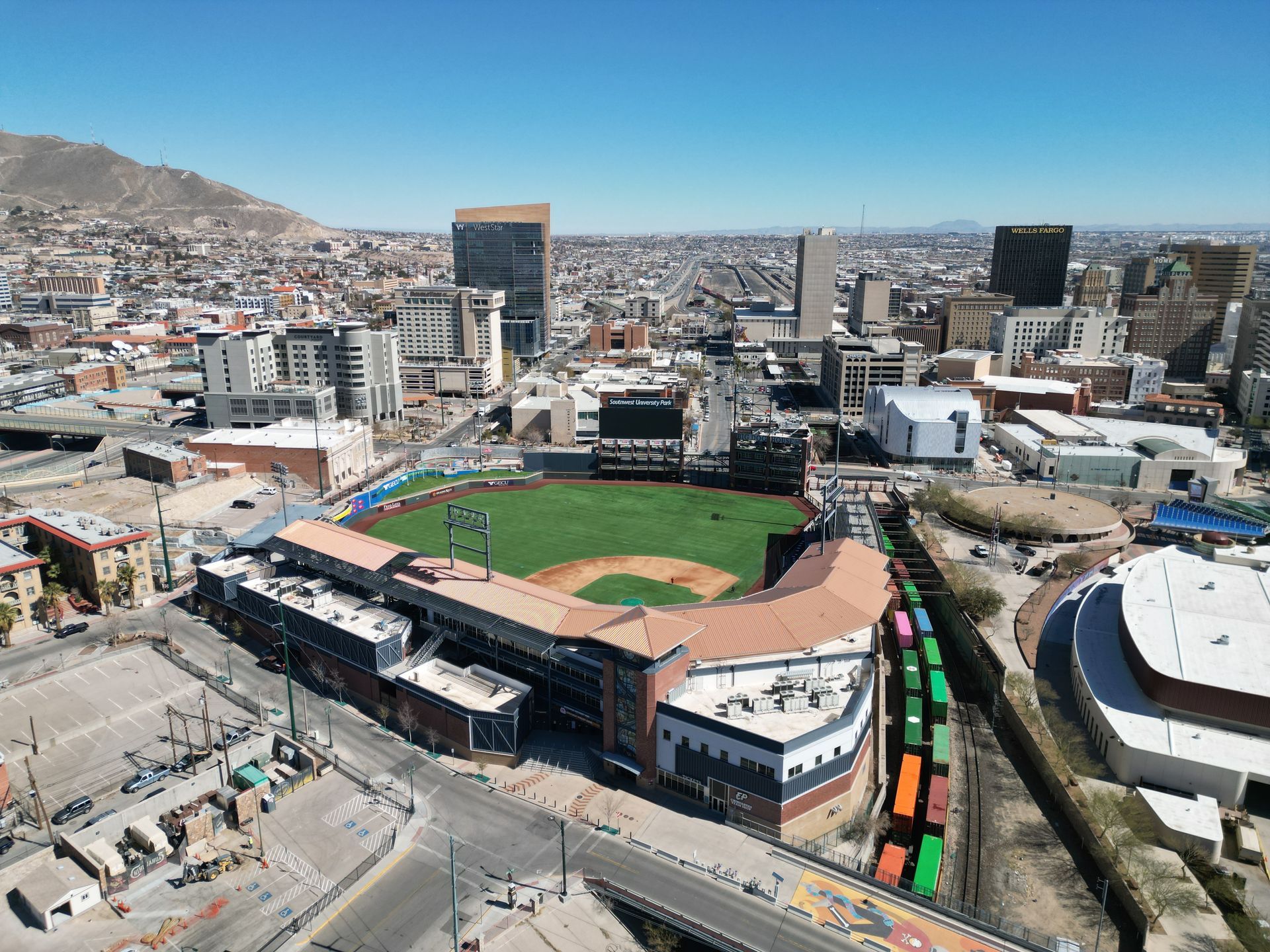 Southwest University Park in Downtown El Paso, Texas, home of the El Paso Chihuahuas baseball team. 