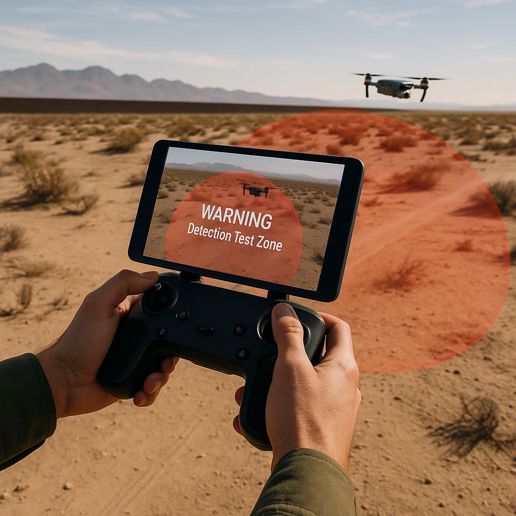 Drone pilot sees warning as UAV enters FAA test zone in desert.