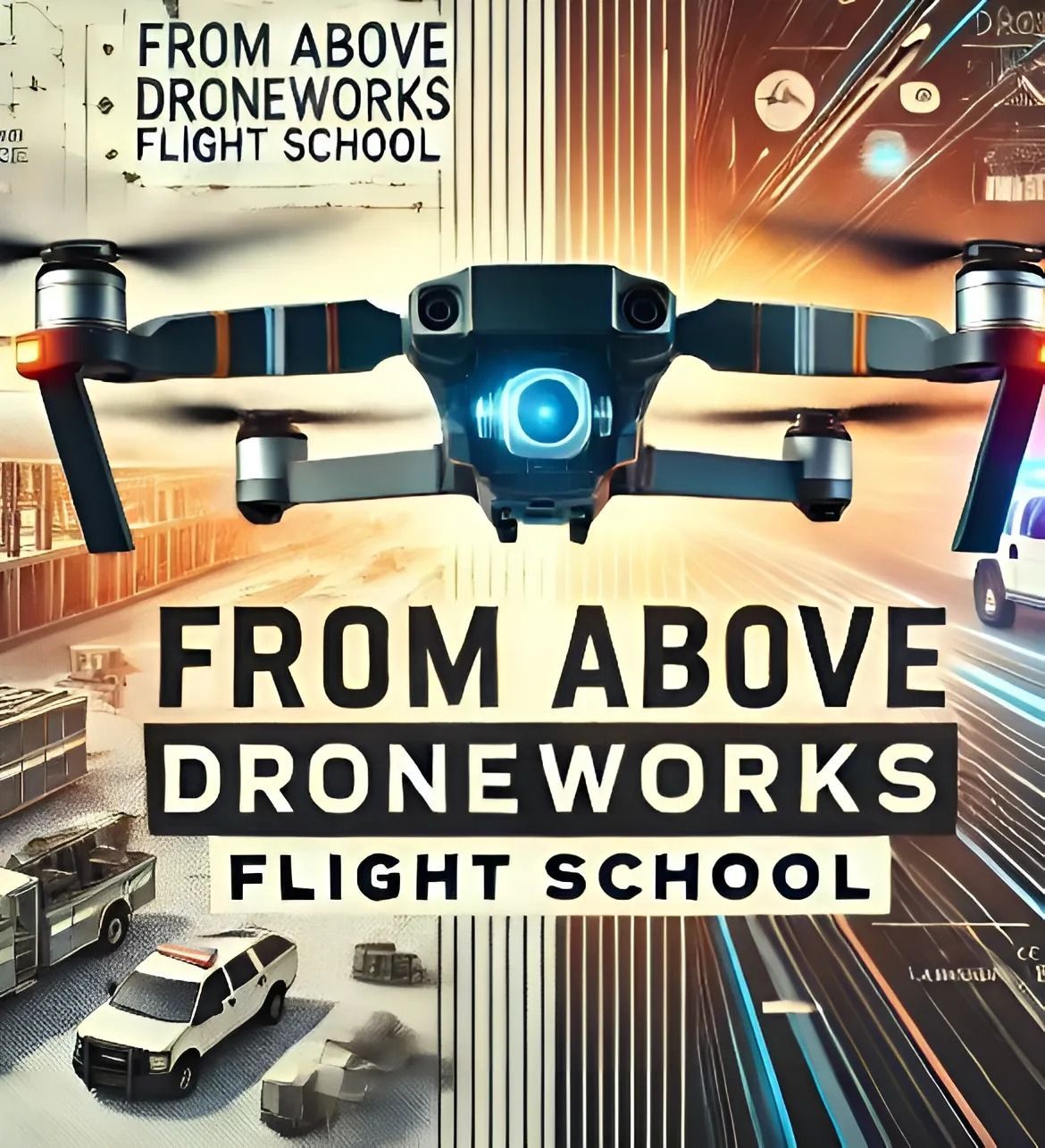 From Above Droneworks Flight School offering FAA Part 107 certification and professional drone pilot training with flexible online courses for global students.