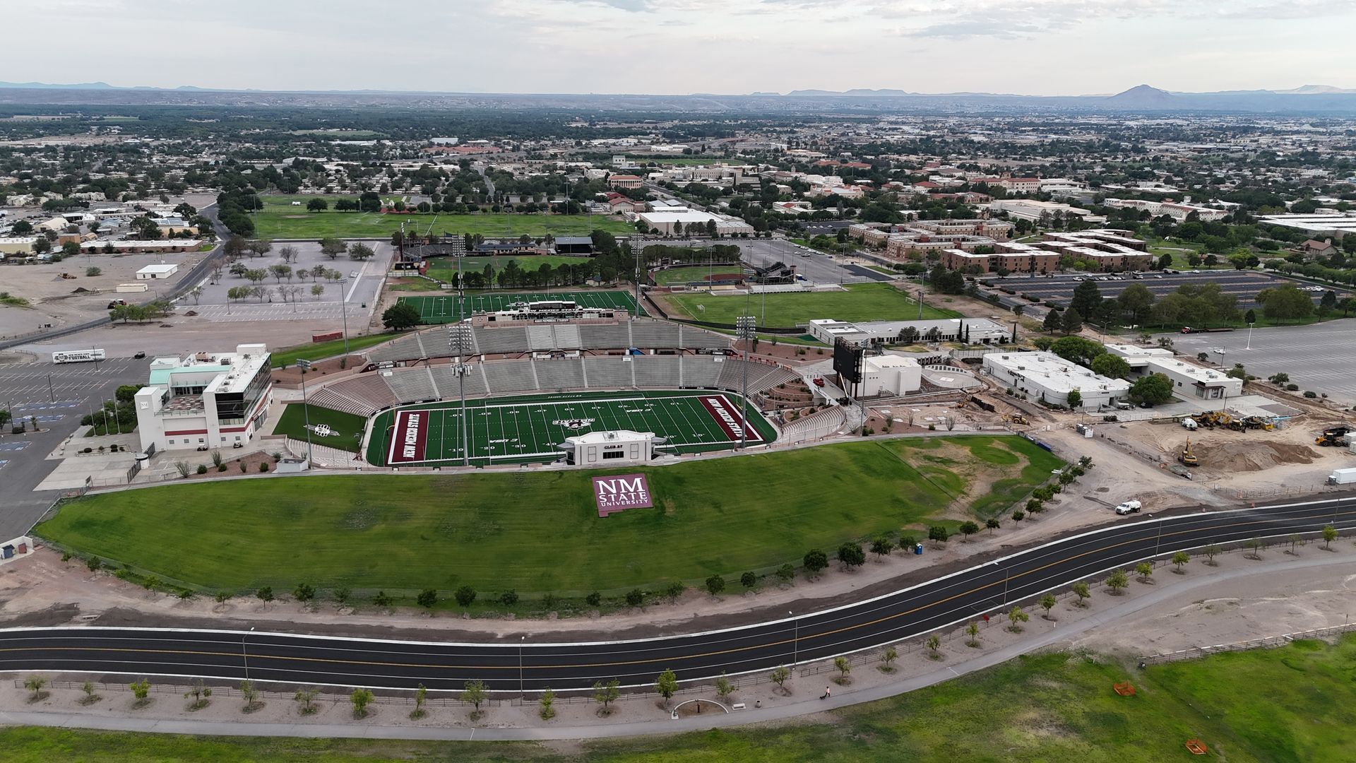 New Mexico State University Stadium in Las Cruces, NM, home to Aggies football games and major events. 