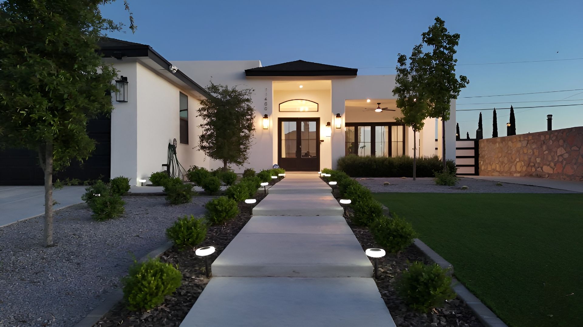 Twilight drone shot of a residential property in East El Paso.