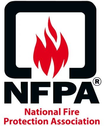 NFPA logo: red flame in a black square, with