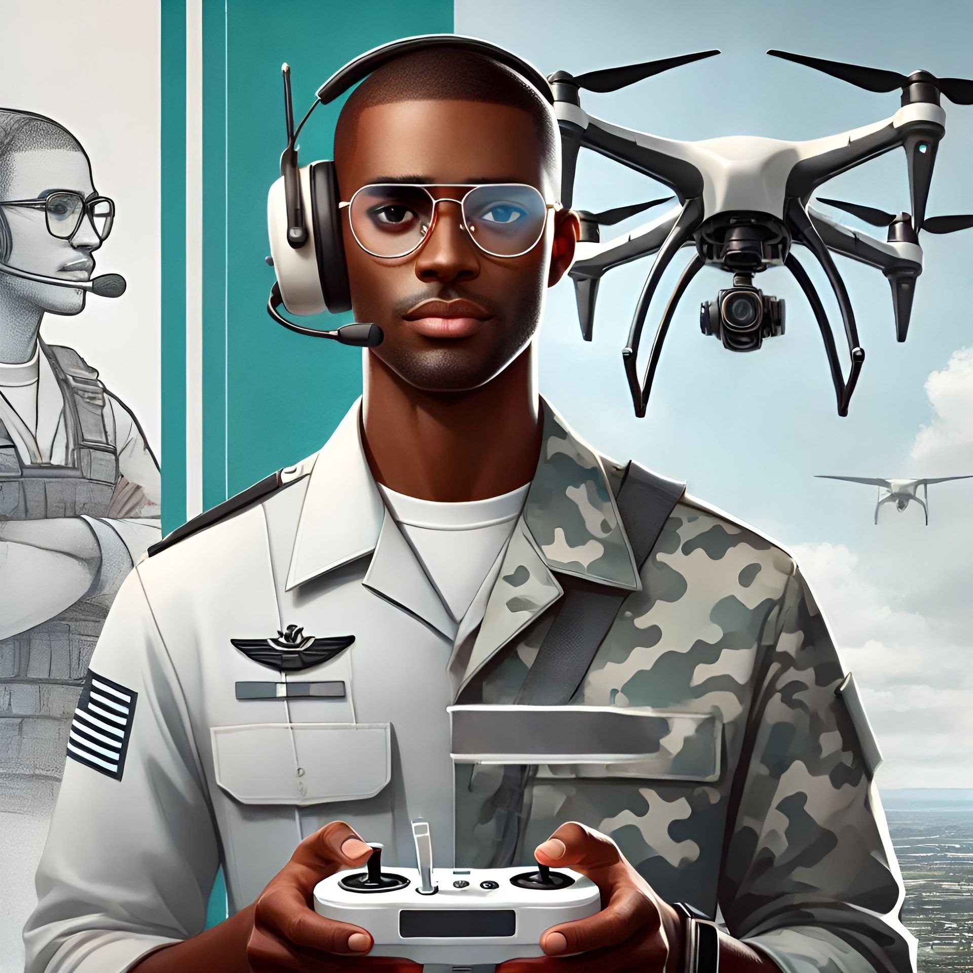 Drone pilot transitioning from military service to a civilian career, utilizing drone skills for professional applications.