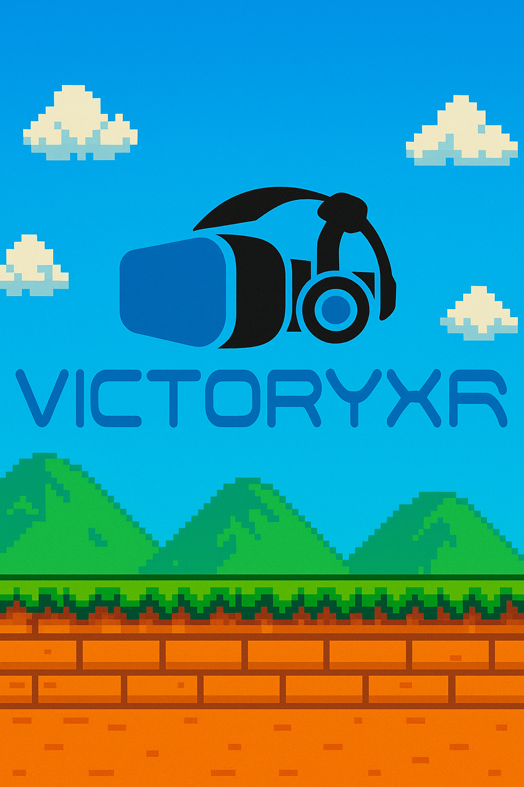VictoryXR logo featuring VR headset and drone rotor graphic
