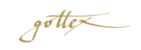 The word gottex is written in gold on a white background.