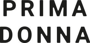 The logo for prima donna is black and white on a white background.