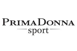The logo for primadonna sport is black and white.