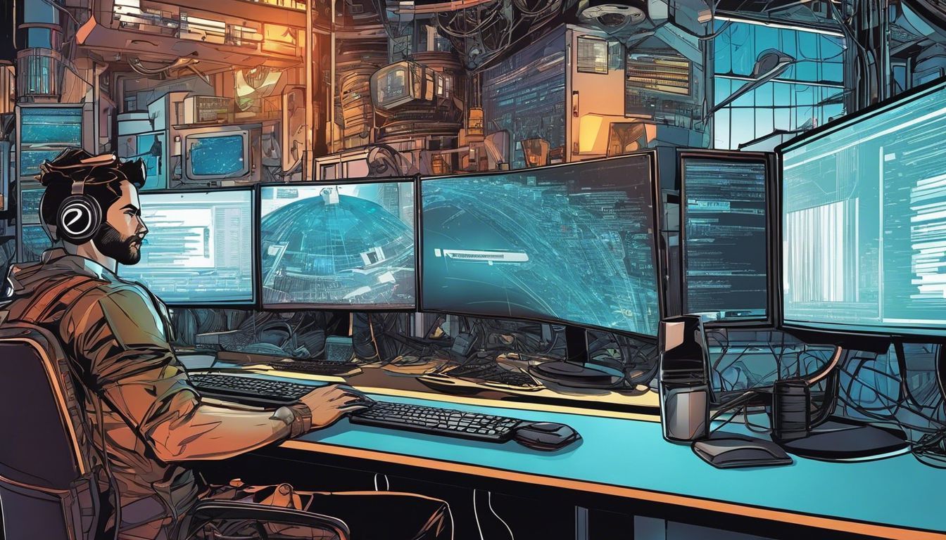 a man is sitting at a desk in front of a computer .