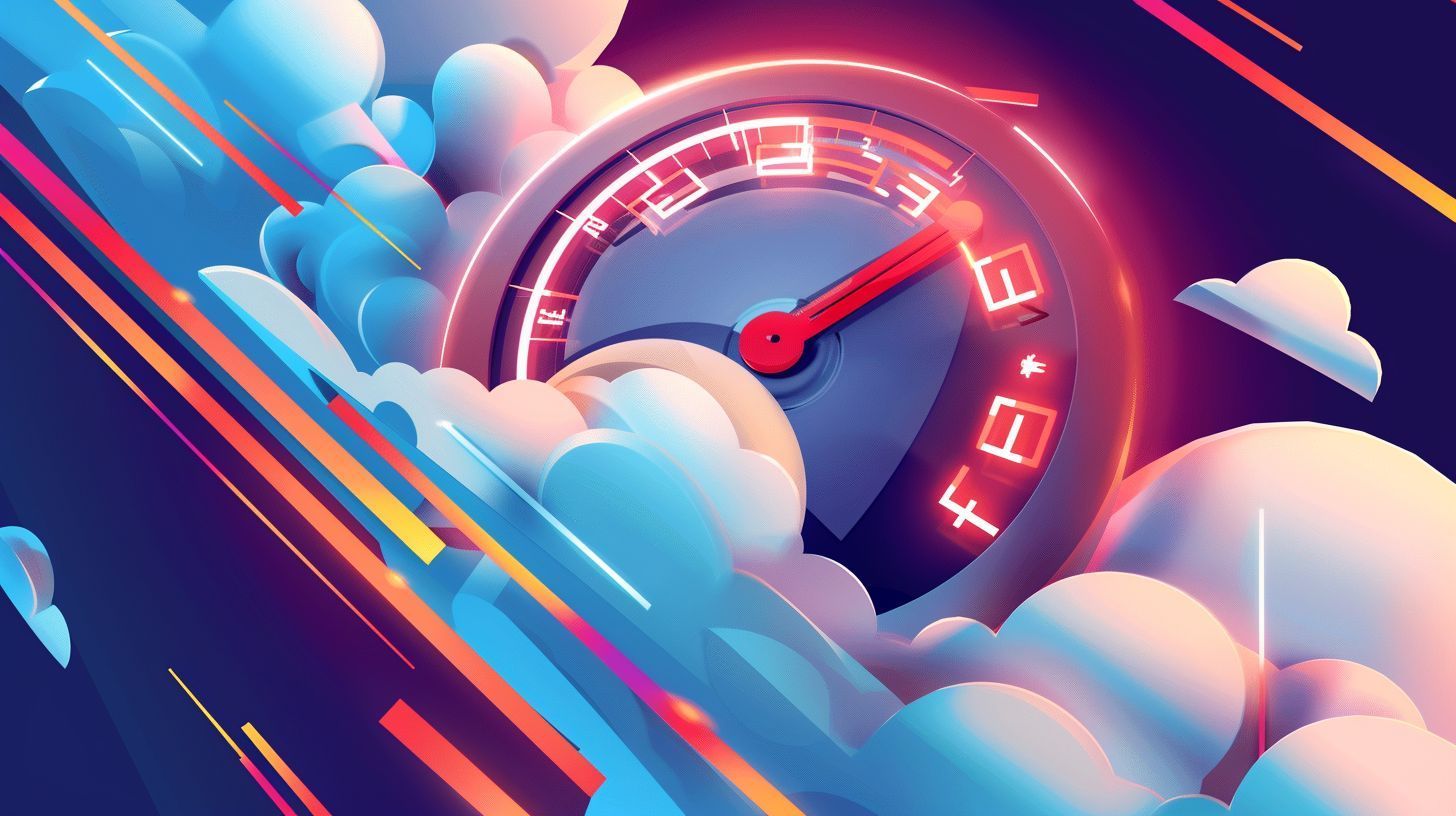 A speedometer is flying through the air in the clouds.