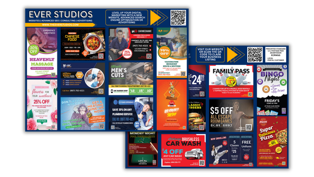 A collage of advertisements for ever studios on a white background
