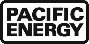 PACIFIC ENERGY logo in bold black text inside a rounded black border on a white background
