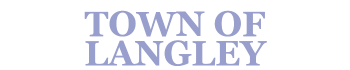 The word town of langley is written in purple letters on a white background.