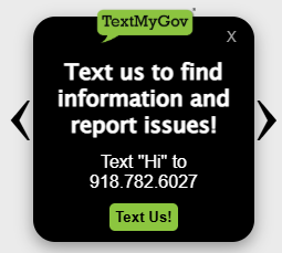 TextMyGov ad: Text to find information and report issues. Text 