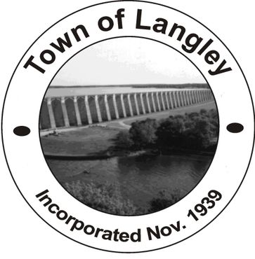 A black and white logo for the town of langley