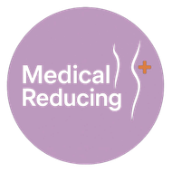 Purple circle with "Medical Reducing" text and body contour icon with an orange plus sign.