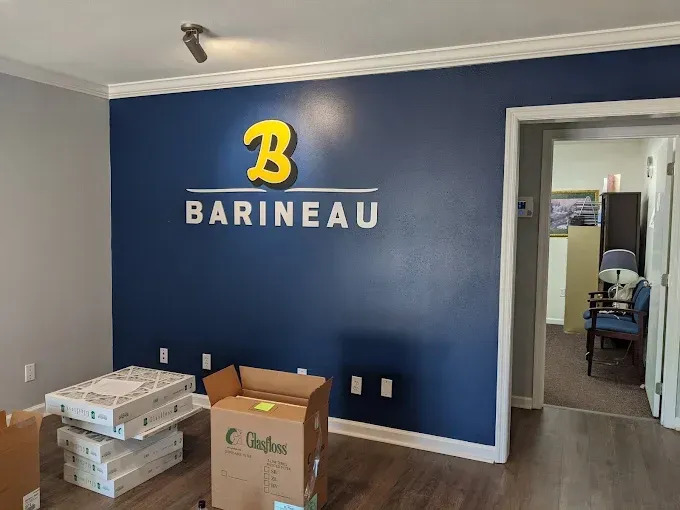 Blue wall with a yellow 