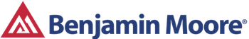 Benjamin Moore logo: red triangle over blue text.