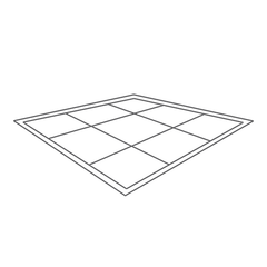 Square dance floor, viewed at an angle, with nine equal-sized squares outlined within a larger square.