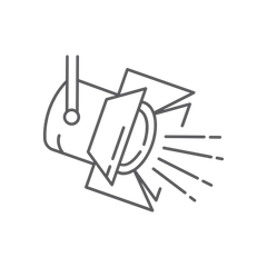 Spotlight with light rays emanating from the front.