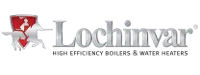 Lochinvar logo with red shield emblem and gray text, “High Efficiency Boilers & Water Heaters” tagline