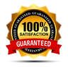 100% Satisfaction Guaranteed red a gold ribbon logo