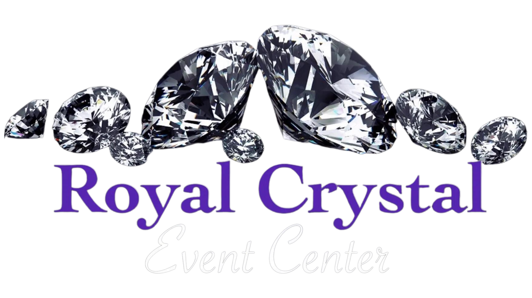 The logo for royal crystal event center shows a bunch of diamonds