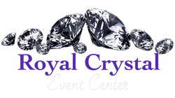 The logo for royal crystal event center shows a bunch of diamonds