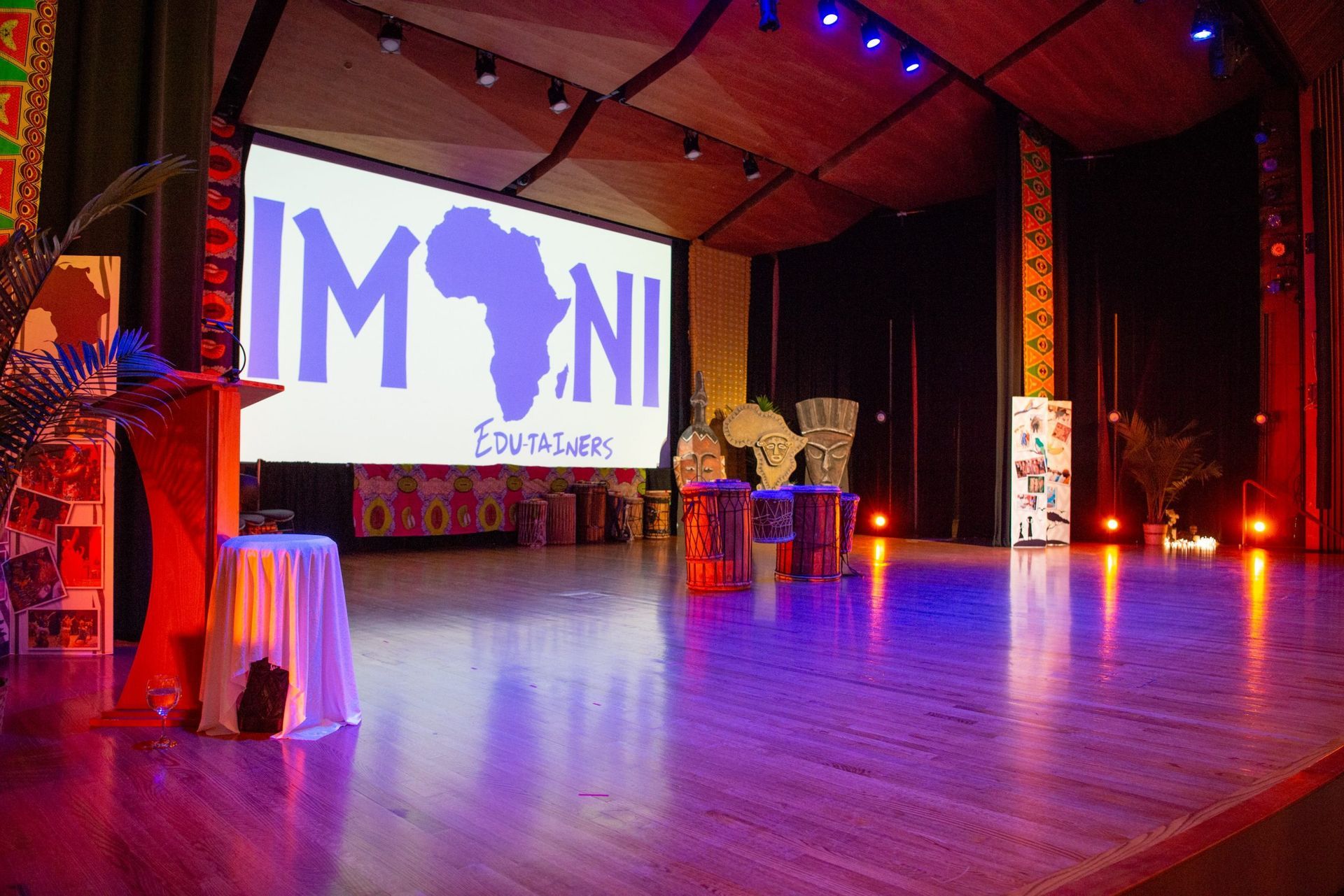 Empty stage with projection of 