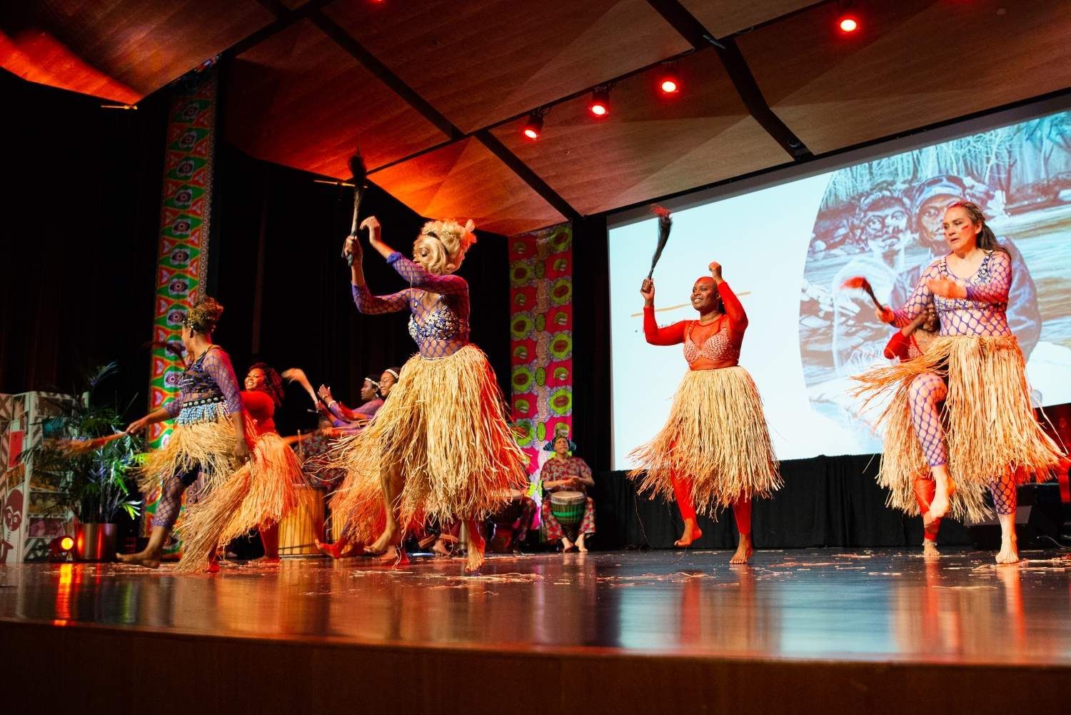 Dancers in colorful costumes