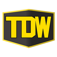 A black and yellow logo for a company called tdw.