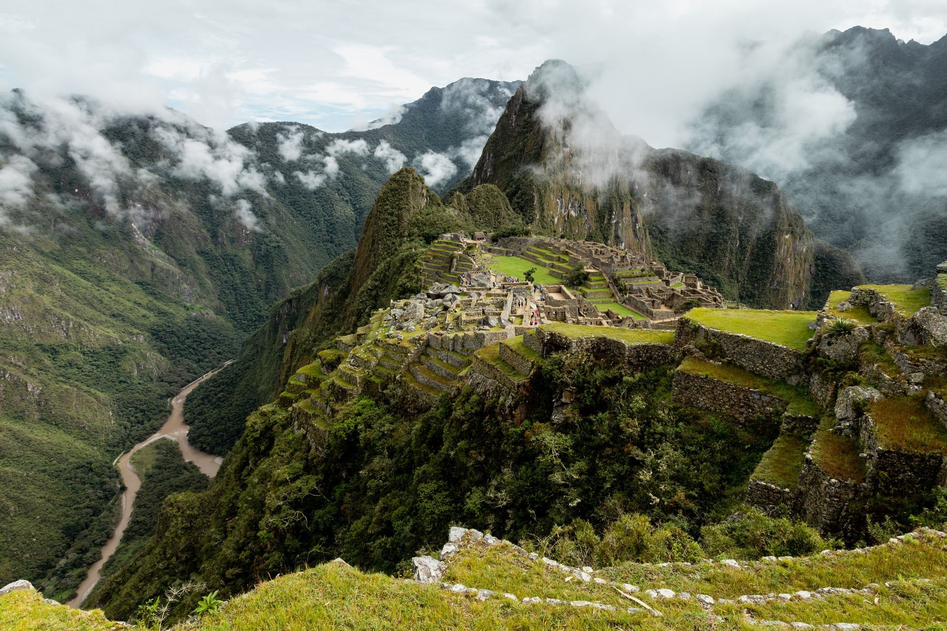 View of the Machu Picchu - Incan citadel set high in the Andes Mountains in Peru
