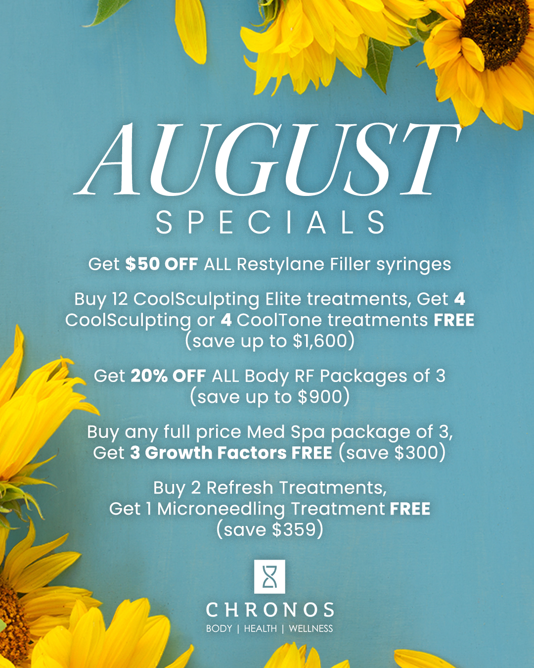 August Specials | Med Spa specials | Chronos BHW in Metairie, LA