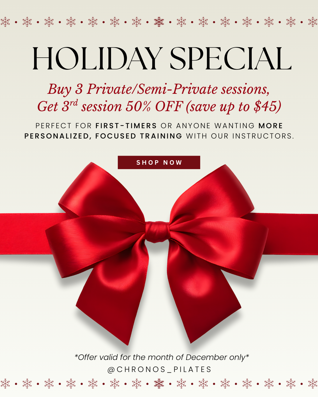 Metairie Pilates holiday special | Classical private pilates session | Chronos Pilates