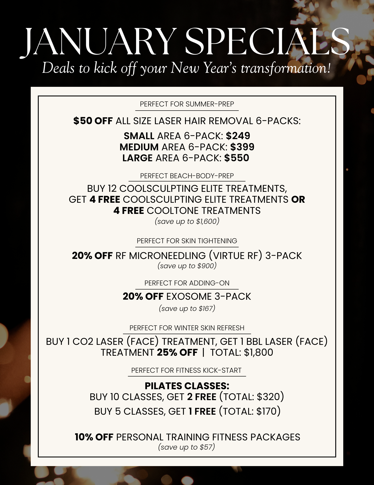 January med spa and fitness specials at Chronos BHW in Metairie, LA