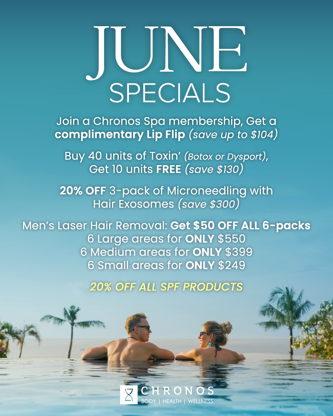 June Specials men's treatments, laser hair removal, and more | Chronos BHW in Metairie, LA