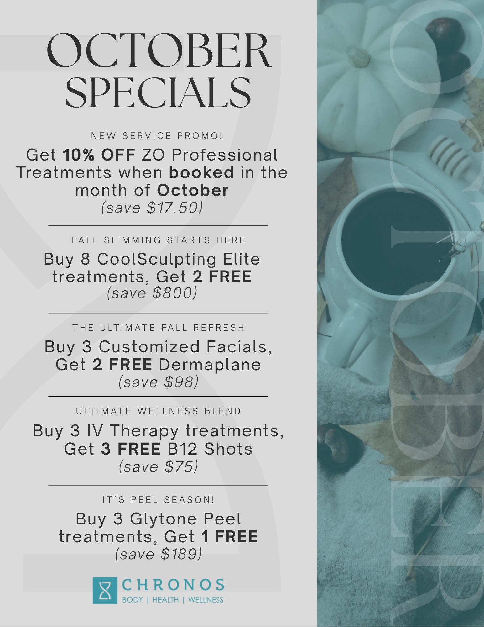 Med Spa monthly specials at Chronos BHW | Metairie, LA