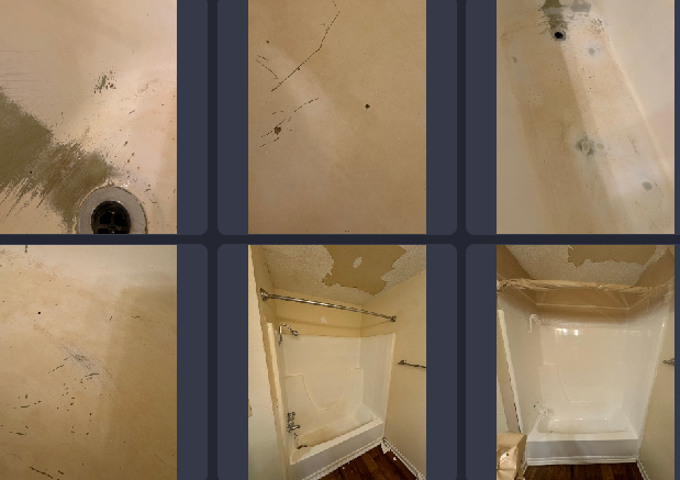 A collage of pictures of a bathroom before and after being cleaned.