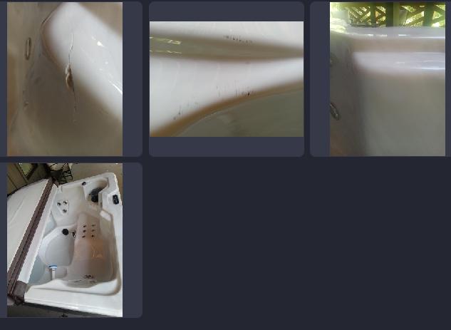 A collage of four pictures of a white sink