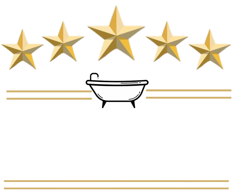 A row of five yellow stars on a white background.