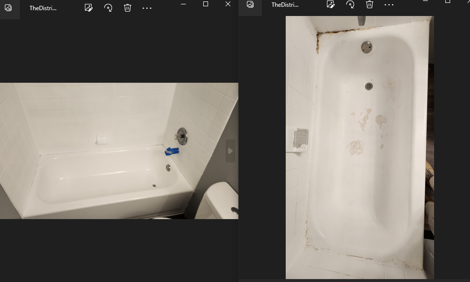 A before and after picture of a bathtub in a bathroom