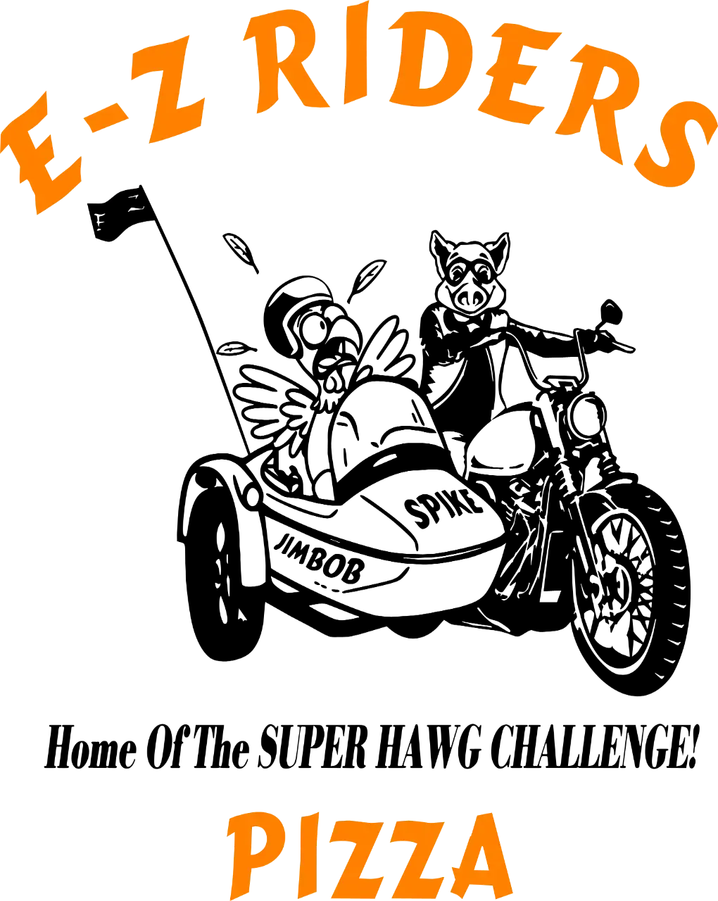 Logo for E-Z Riders Pizza.