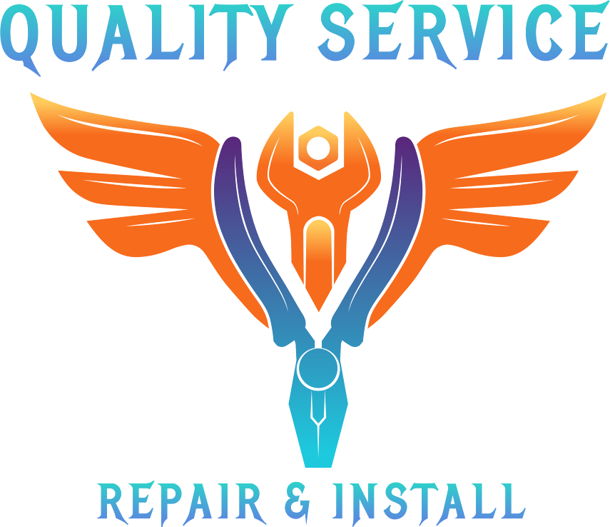 A logo for a company called quality service repair and installation