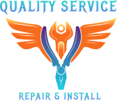 A logo for a company called quality service repair and installation