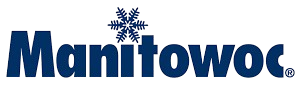 A blue logo for manitowac with a snowflake on it
