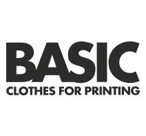 Logo per il marchio "BASIC", con la scritta "ABITI DA STAMPARE" sottostante.