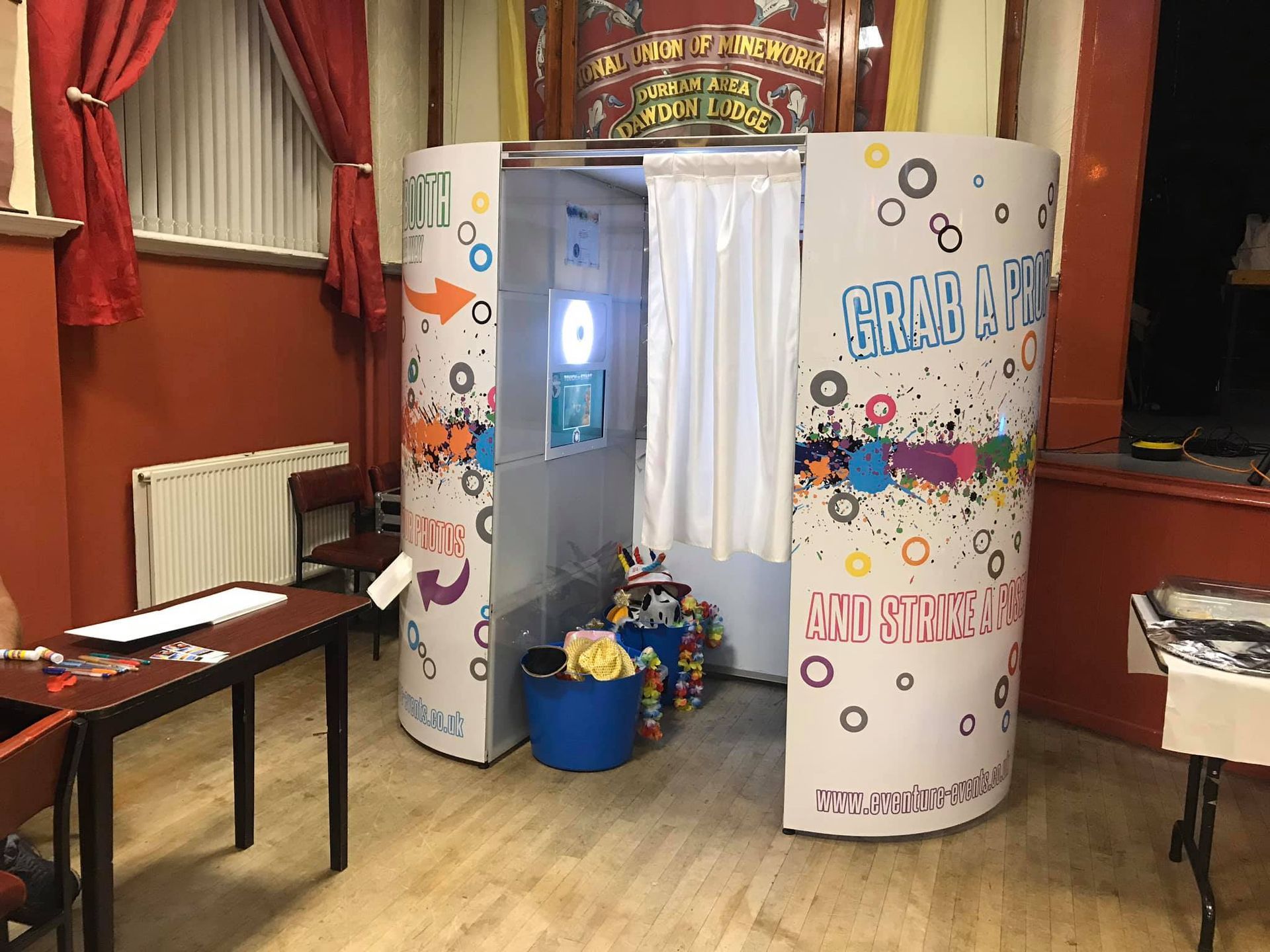 Photo of the Photo Booth set up for a surprise party in Sunderland.