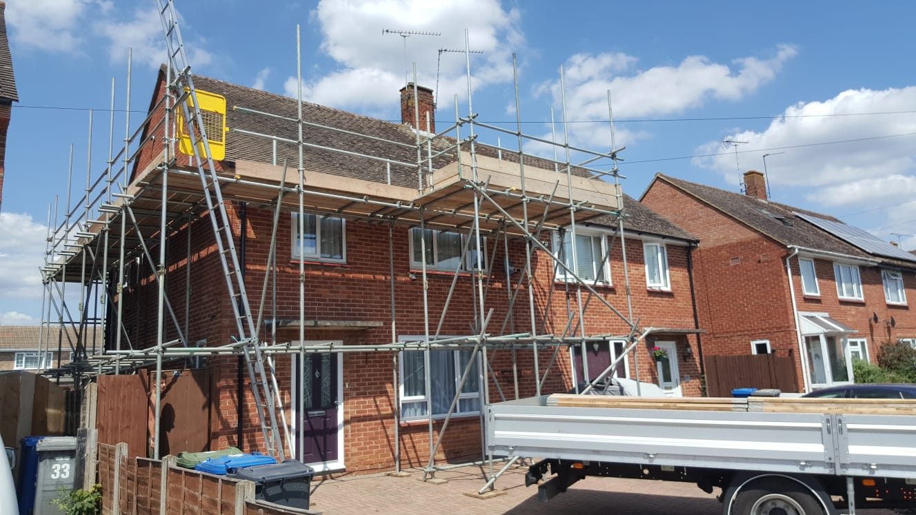 house scaffolding extension roof repair tower